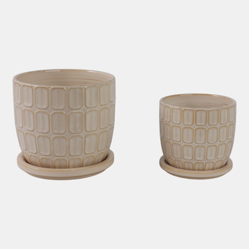 sagebrook home S/2 6/8" Squoval Design Saucer Planters Ivory Wishlist Create New