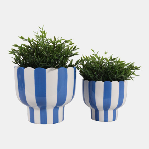 Sagebrook Home S/2 6/8" Striped Pedestal Planter Blue/white Wishlist Create New