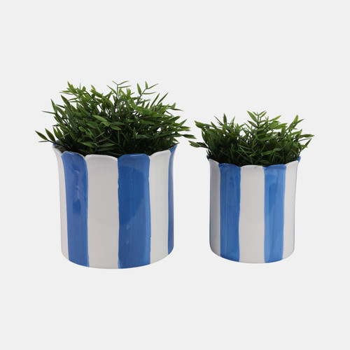 Sagebrook Home S/2 6/8" Striped Scallop Edge Planters White/blue Wishlist Create New