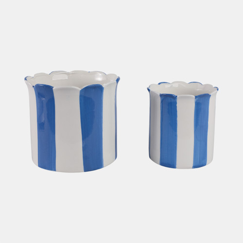 Sagebrook Home S/2 6/8" Striped Scallop Edge Planters White/blue Wishlist Create New