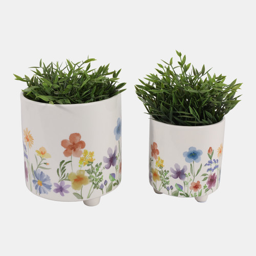Sagebrook Home S/2 6/8" Wildflowers Footed Planters Multi Wishlist Create New