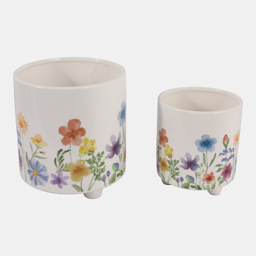 Sagebrook Home S/2 6/8" Wildflowers Footed Planters Multi Wishlist Create New