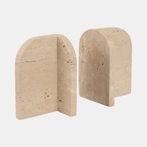 Sagebrook Home S/2 6" Arched Travertine Bookends Tan Wishlist Create New