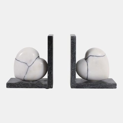 sagebrook home S/2 6" Cracked Marble Heart Bookends White/ Black Wishlist Create New