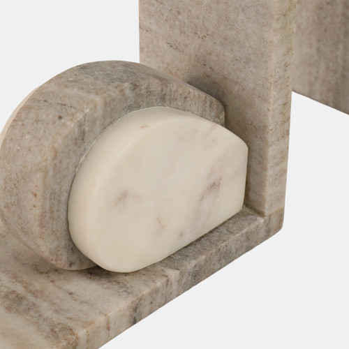 Sagebrook Home S/2 6" Eared Onyx & White Marble Bookends Beige Wishlist Create New