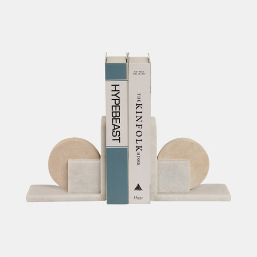 Sagebrook Home S/2 6" Geometric Travertine & Marble Bookends Mul Wishlist Create New
