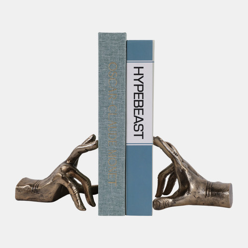 Sagebrook Home S/2 6" Hand Bookends Antique Gold Wishlist Create New