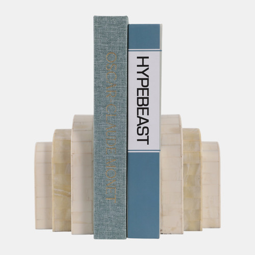 Sagebrook Home S/2 6" Layered Arch Resin Bookends Ivory Wishlist Create New