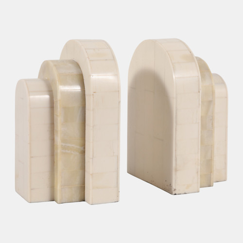 Sagebrook Home S/2 6" Layered Arch Resin Bookends Ivory Wishlist Create New