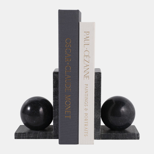 Sagebrook Home S/2 6" Marble Bookend With 3" Orb Black Wishlist Create New