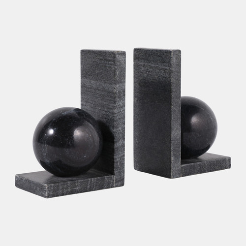 Sagebrook Home S/2 6" Marble Bookend With 3" Orb Black Wishlist Create New