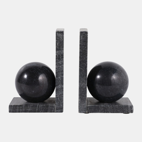 sagebrook home S/2 6" Marble Bookend With 3" Orb Black Wishlist Create New