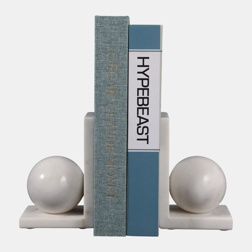 Sagebrook Home S/2 6" Marble Bookend With 3" Orb White Wishlist Create New
