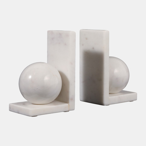 Sagebrook Home S/2 6" Marble Bookend With 3" Orb White Wishlist Create New