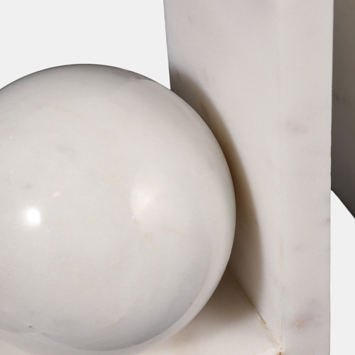Sagebrook Home S/2 6" Marble Bookend With 3" Orb White Wishlist Create New