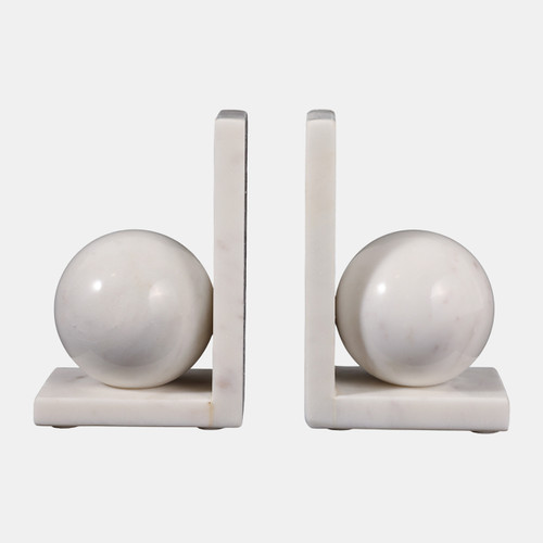 sagebrook home S/2 6" Marble Bookend With 3" Orb White Wishlist Create New