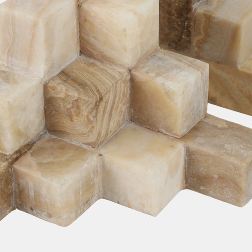 Sagebrook Home S/2 6" Onyx Cube Pyramid Bookends Tan Wishlist Create New