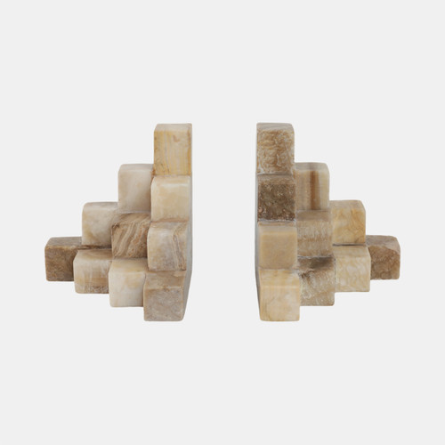 sagebrook home S/2 6" Onyx Cube Pyramid Bookends Tan Wishlist Create New