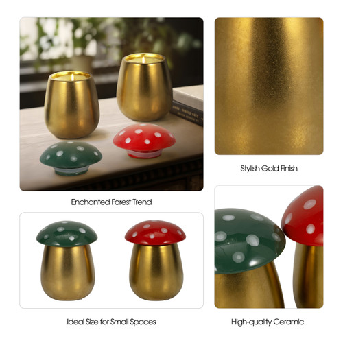 Sagebrook Home S/2 6 Oz Santal Spruce 6" Mushroom Cndle Red/green Wishlist Create New