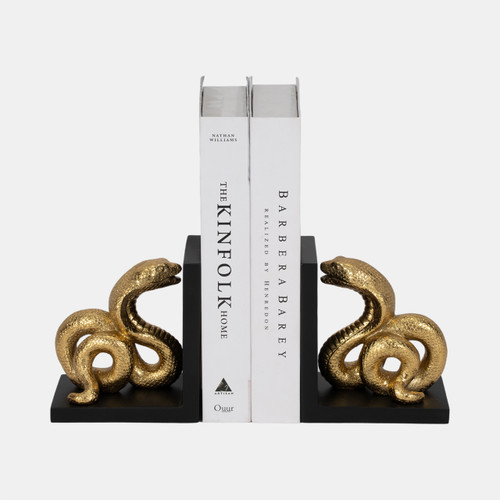 Sagebrook Home S/2 6" Snake Bookends Gold/black Wishlist Create New