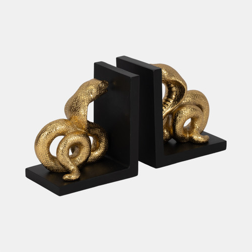 Sagebrook Home S/2 6" Snake Bookends Gold/black Wishlist Create New
