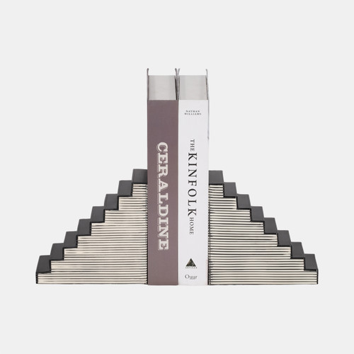 Sagebrook Home S/2 6" Striped Steps Bookends Black/white Wishlist Create New