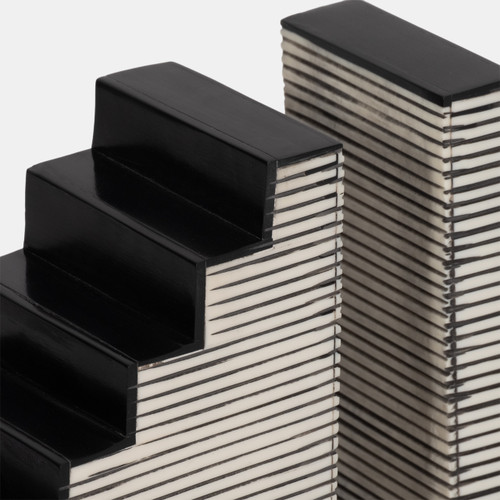 Sagebrook Home S/2 6" Striped Steps Bookends Black/white Wishlist Create New