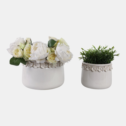 Sagebrook Home S/2 7/10" Floral Applique Planter Ivory Wishlist Create New