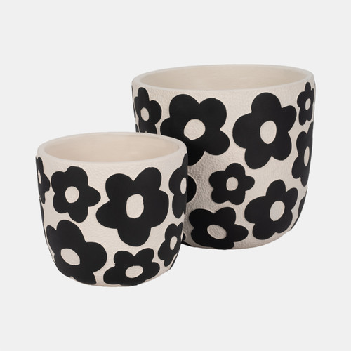 Sagebrook Home S/2 7/9" Flower Power Planters Black Wishlist Create New