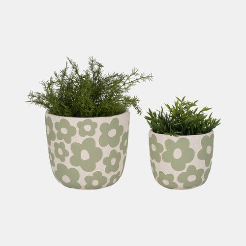 Sagebrook Home S/2 7/9" Flower Power Planters Light Green Wishlist Create New