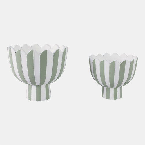 Sagebrook Home S/2 7/9" Scallop Edge Striped Planters Green/whit Wishlist Create New