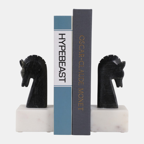 Sagebrook Home S/2 7" Marble Rustic Horse Bookends Black/white Wishlist Create New