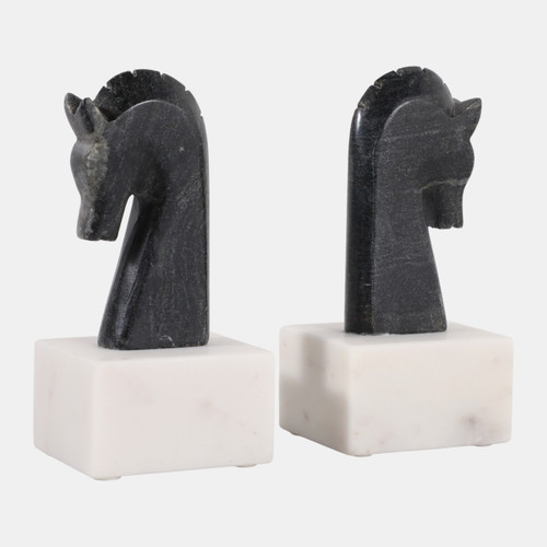 Sagebrook Home S/2 7" Marble Rustic Horse Bookends Black/white Wishlist Create New