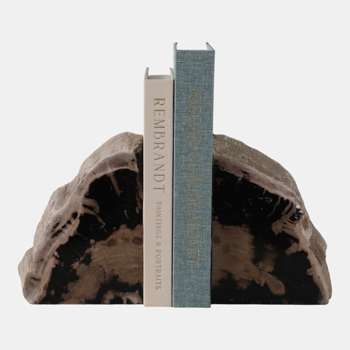 Sagebrook Home S/2 7" Petrified Wood Bookends Black/tan Wishlist Create New