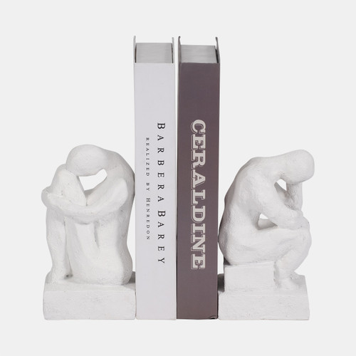 Sagebrook Home S/2 7" Thinking Man Bookends White Wishlist Create New