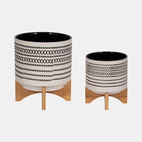 sagebrook home S/2 8/10" Aztec Planter W/ Wood Stand Gray Wishlist Create New