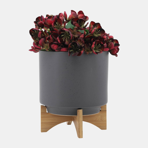 Sagebrook Home S/2 8/10" Planter W/ Wood Stand Matte Gray Wishlist Create New