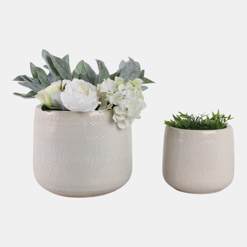 Sagebrook Home S/2 8/11" Dots & Lines Planters White Wishlist Create New