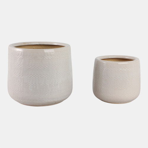 Sagebrook Home S/2 8/11" Dots & Lines Planters White Wishlist Create New