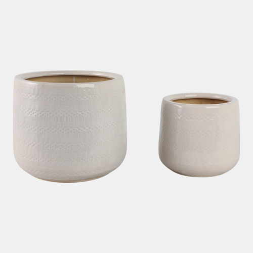 Sagebrook Home S/2 8/11" Dots & Lines Planters White Wishlist Create New