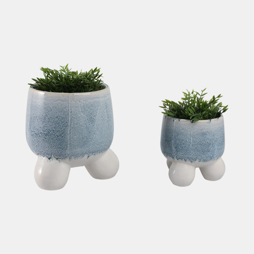 Sagebrook Home S/2 8/11" Knobby Footed Planters Blue/white Wishlist Create New