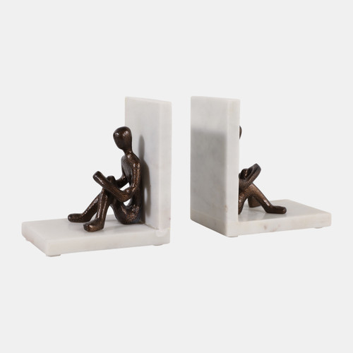 Sagebrook Home S/2 8" Man Reading On Marble Bookends White/gold Wishlist Create New