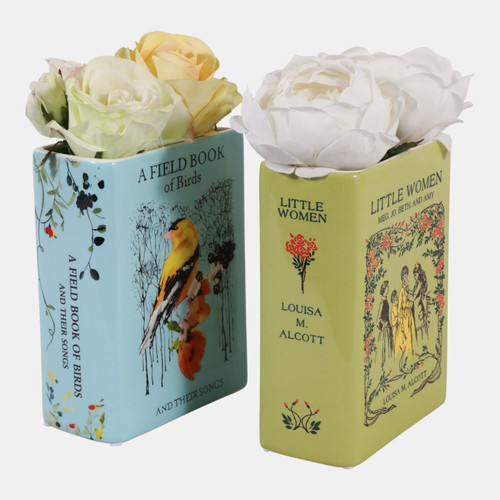 Sagebrook Home S/2 8x6" Birds & Little Women Book Vase Multi Wishlist Create New