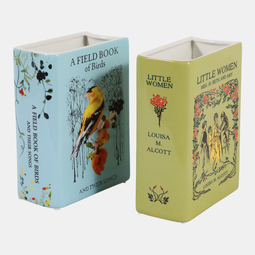 Sagebrook Home S/2 8x6" Birds & Little Women Book Vase Multi Wishlist Create New