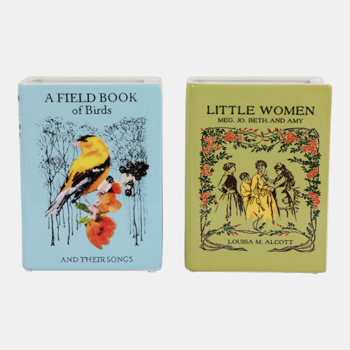 sagebrook home S/2 8x6" Birds & Little Women Book Vase Multi Wishlist Create New