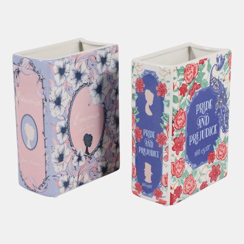 Sagebrook Home S/2 8x6" Jane Austen Novels Book Vase Multi Wishlist Create New