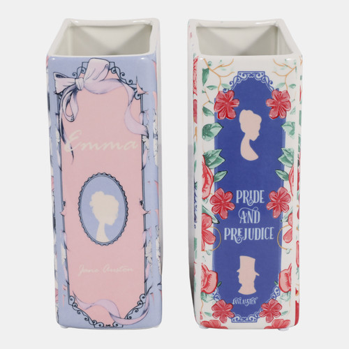 Sagebrook Home S/2 8x6" Jane Austen Novels Book Vase Multi Wishlist Create New