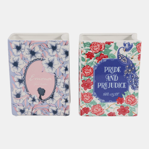 sagebrook home S/2 8x6" Jane Austen Novels Book Vase Multi Wishlist Create New