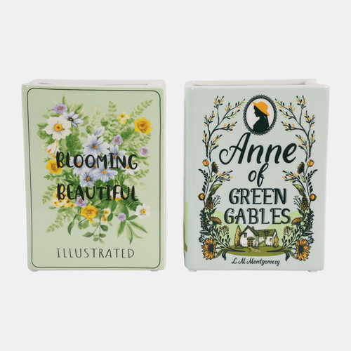 sagebrook home S/2 8x6" Spring Book Vases Green Multi Wishlist Create New