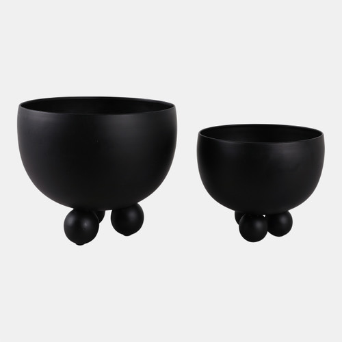 Sagebrook Home S/2 9/11" Metal Bowl Planter With Ball Feet Black Wishlist Create New